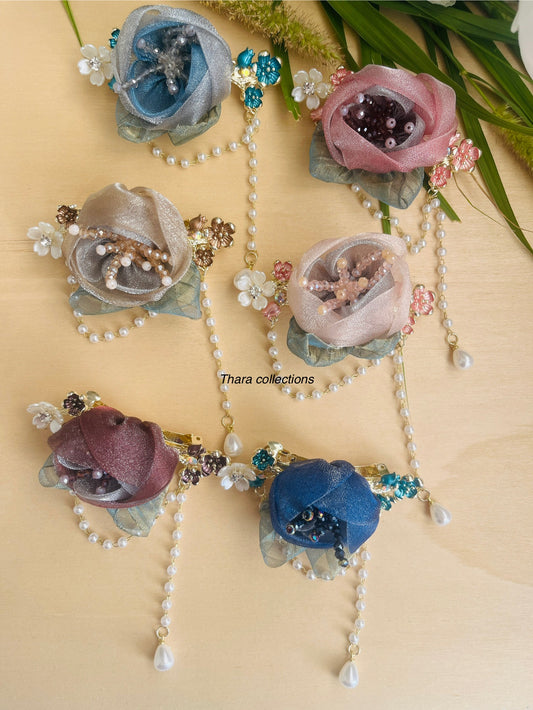 Pearl Rose Hair Clip