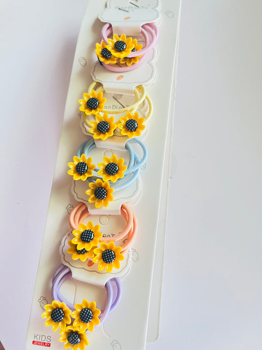 Mini Sunflower Hair Ties - Pack of 3