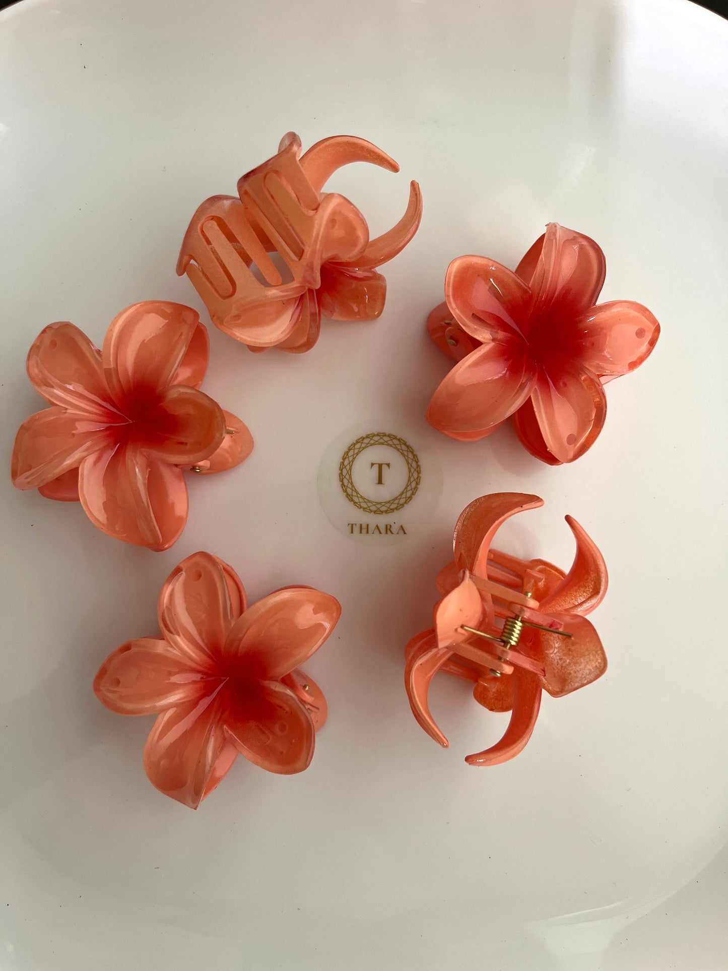 Medium Plumeria Flower Hair Claw Clips