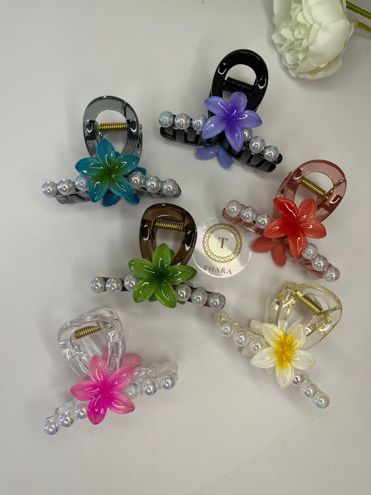 Pearl Plumeria Flower Hair Clip