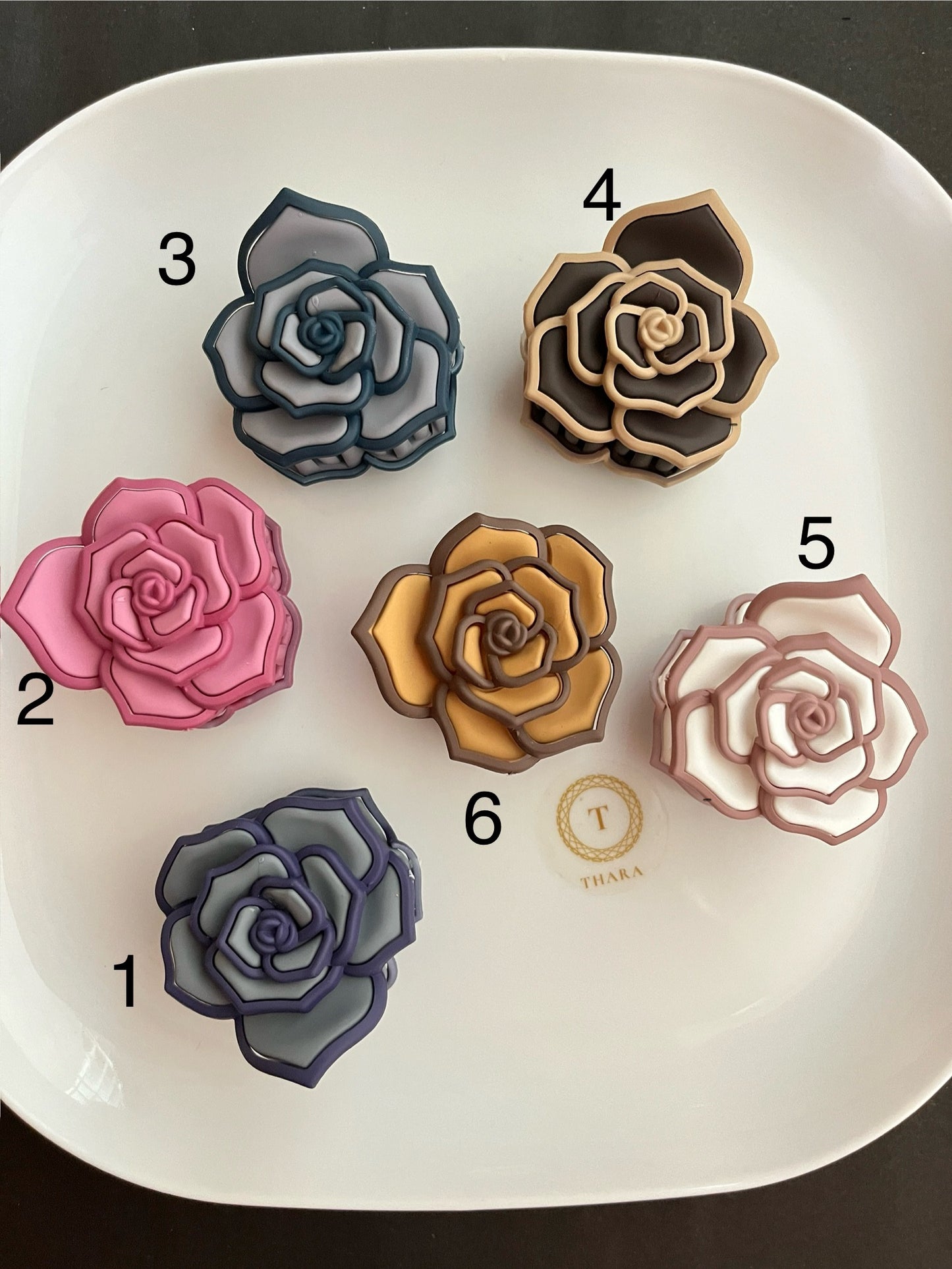 Rosette Flower Shaped Medium Claw Clip – Matte Finish