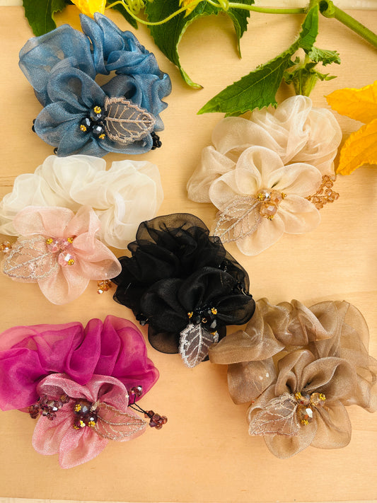 Floral Satin Scrunchies