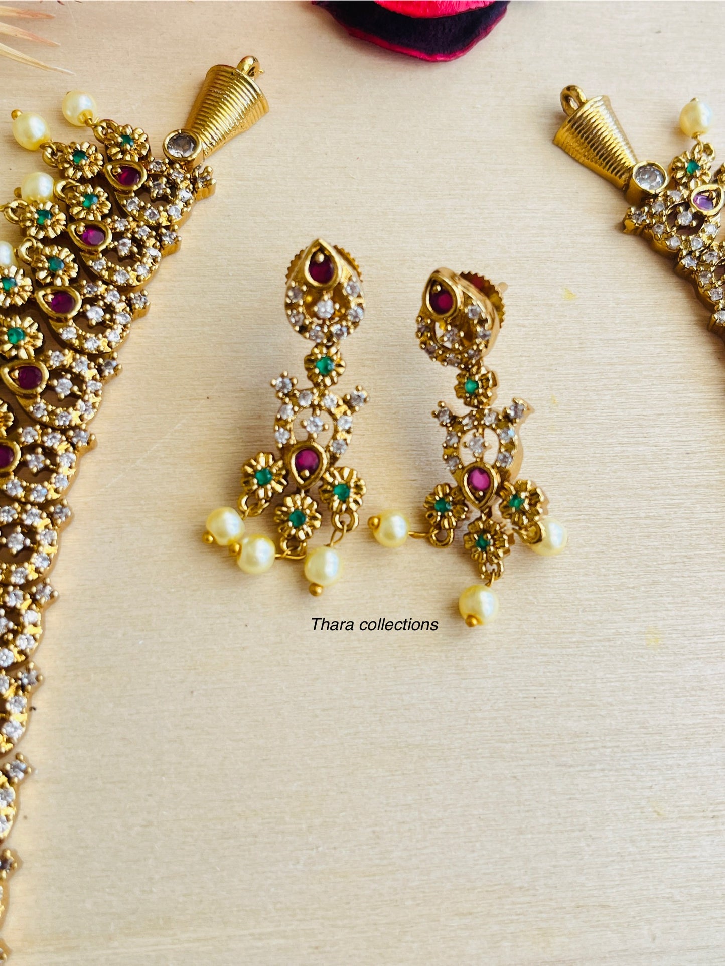Antique Kundan Pearl Long Haram Set