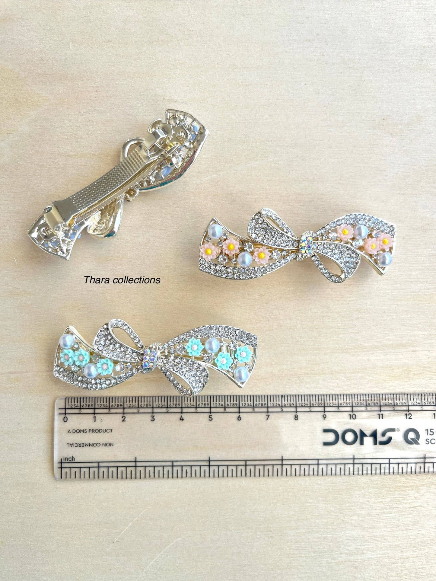 Floral Crystal Bow Hair Clip – Elegant & Charming