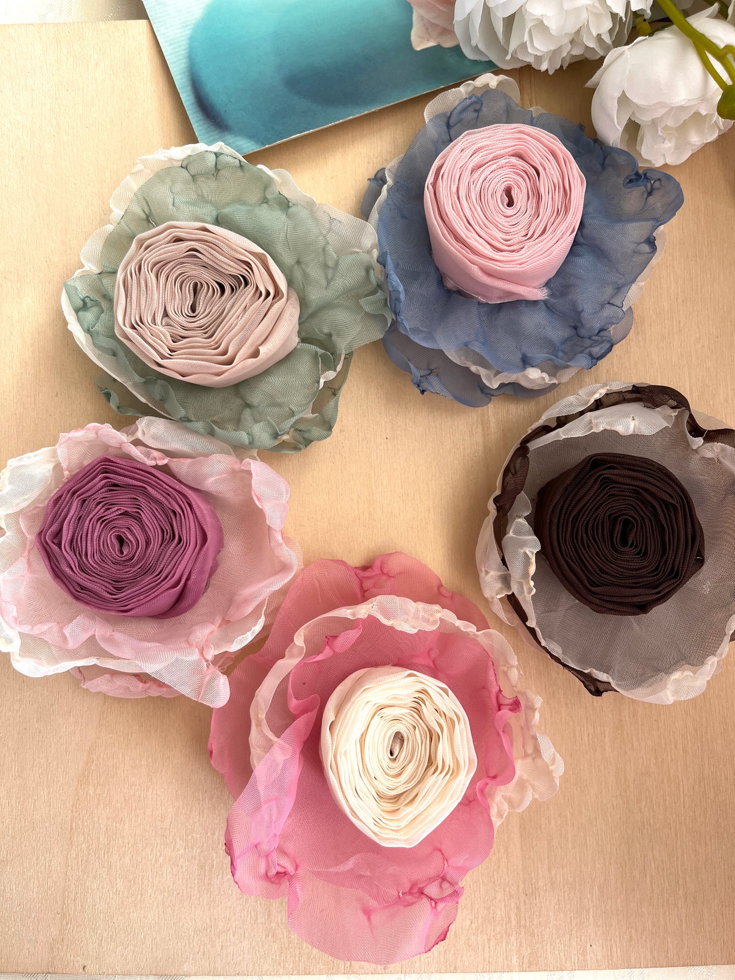 Layered Bloom Rose Hair Clips – Pastel & Earthy Tones