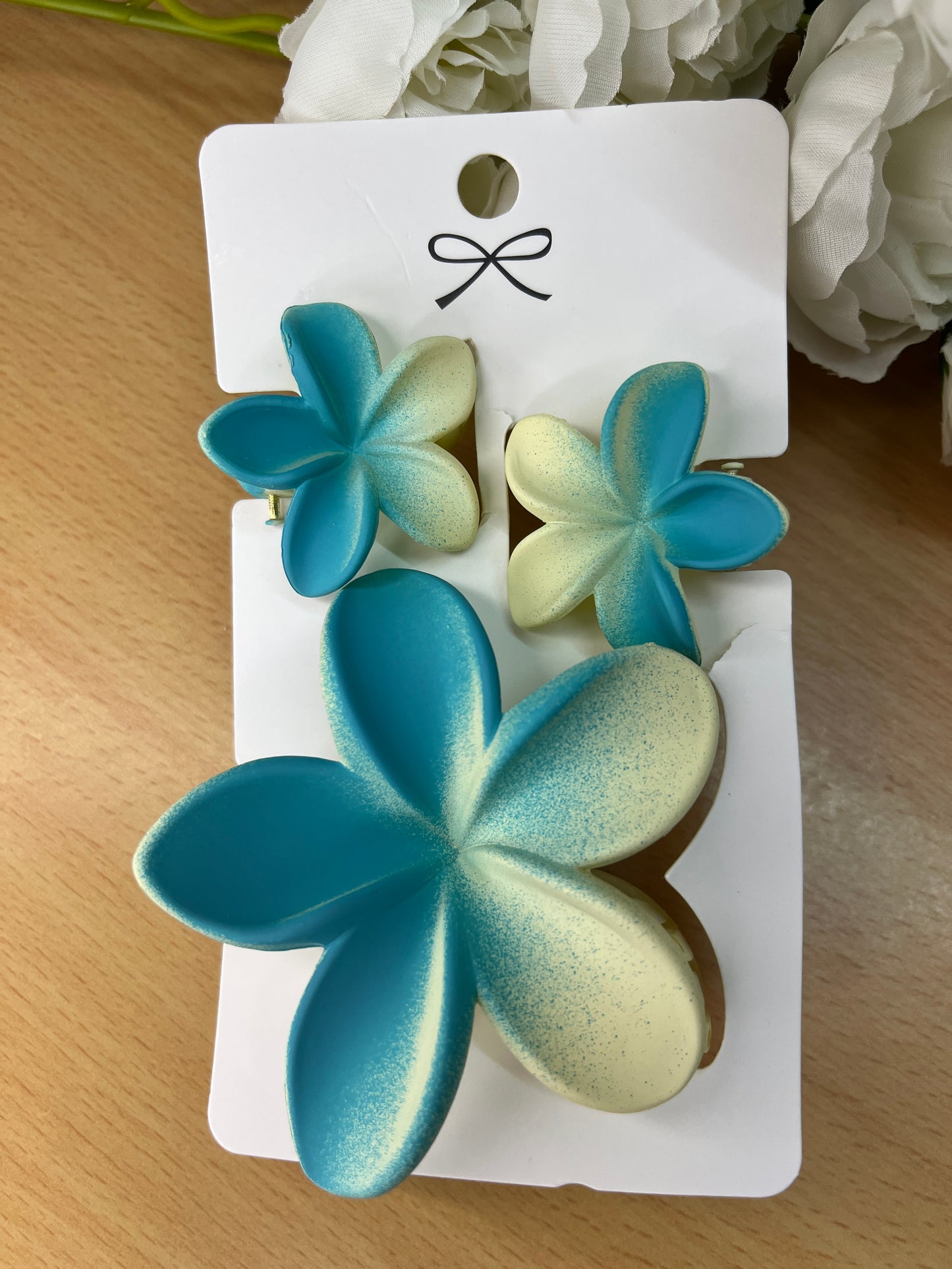 Matte Finish Hawaiian Floral Hair Clips – Set of 3