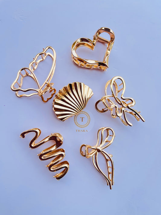 Stylish Metal HairClawClip Medium - Golden