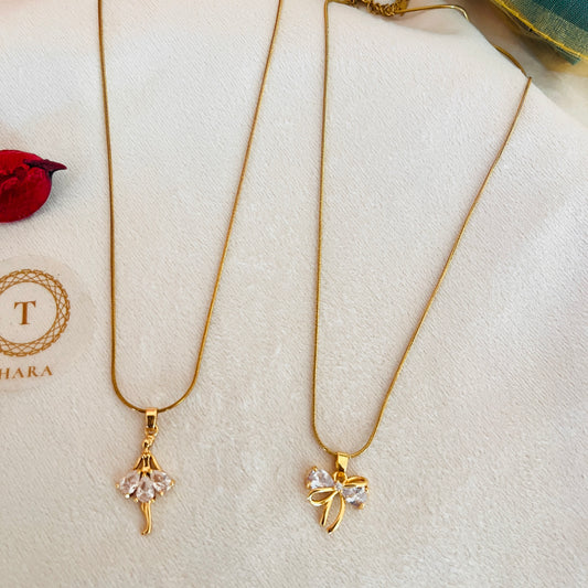 Zircon Bow / Doll Pendant Antitarnish Chain