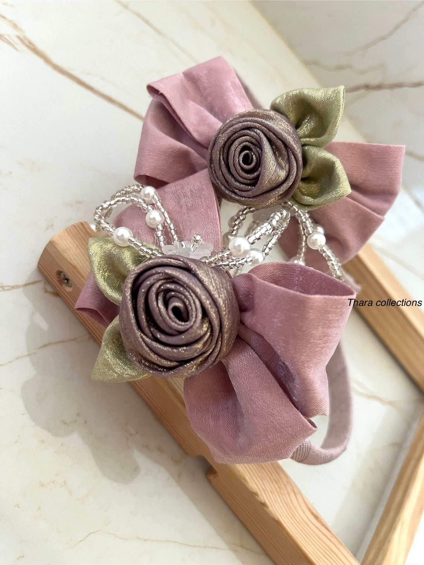 Floral Pearl Embellished Headband – Rose Garden Edition