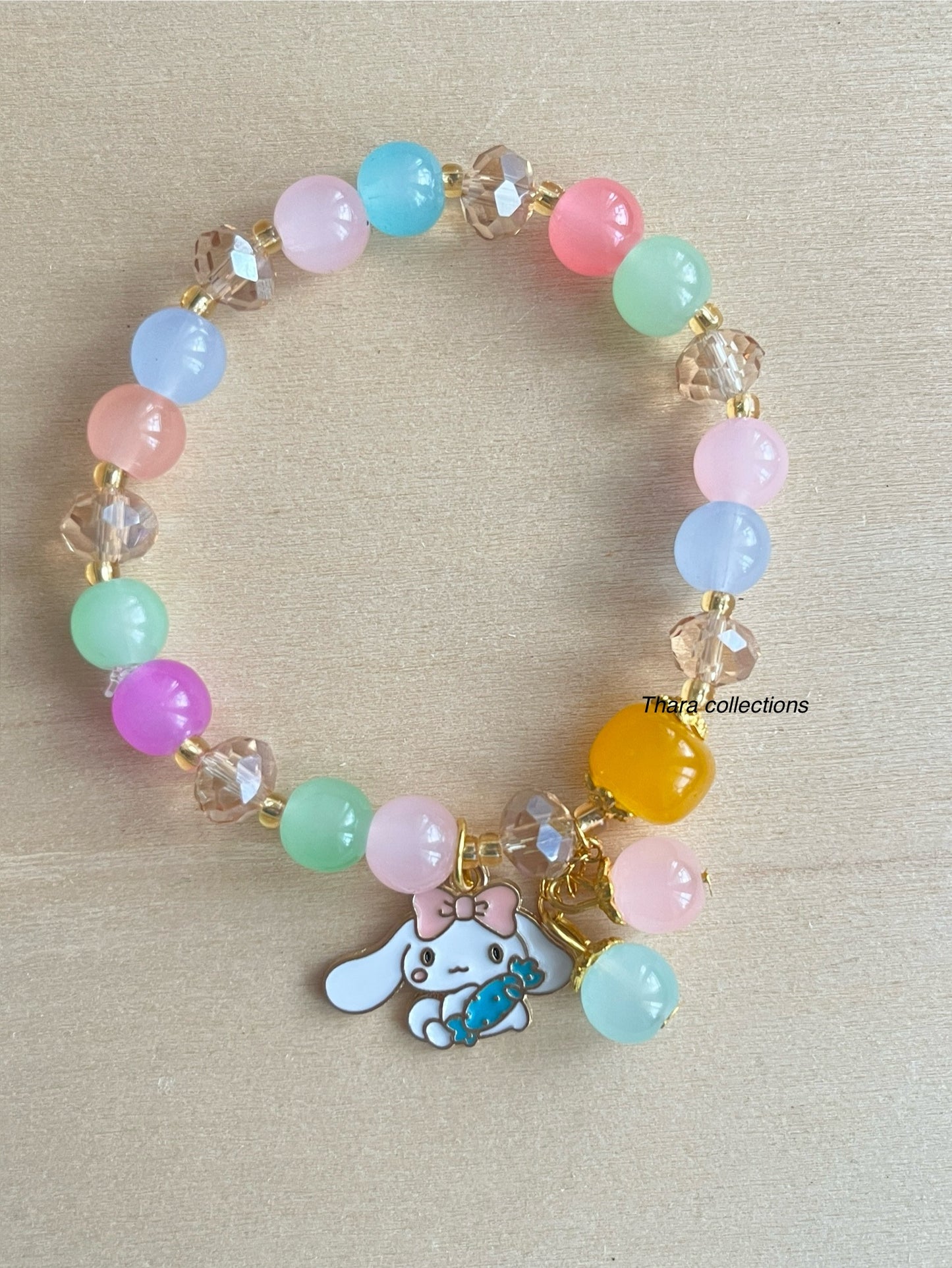Multicolor Kitty Charm Beads Bracelet