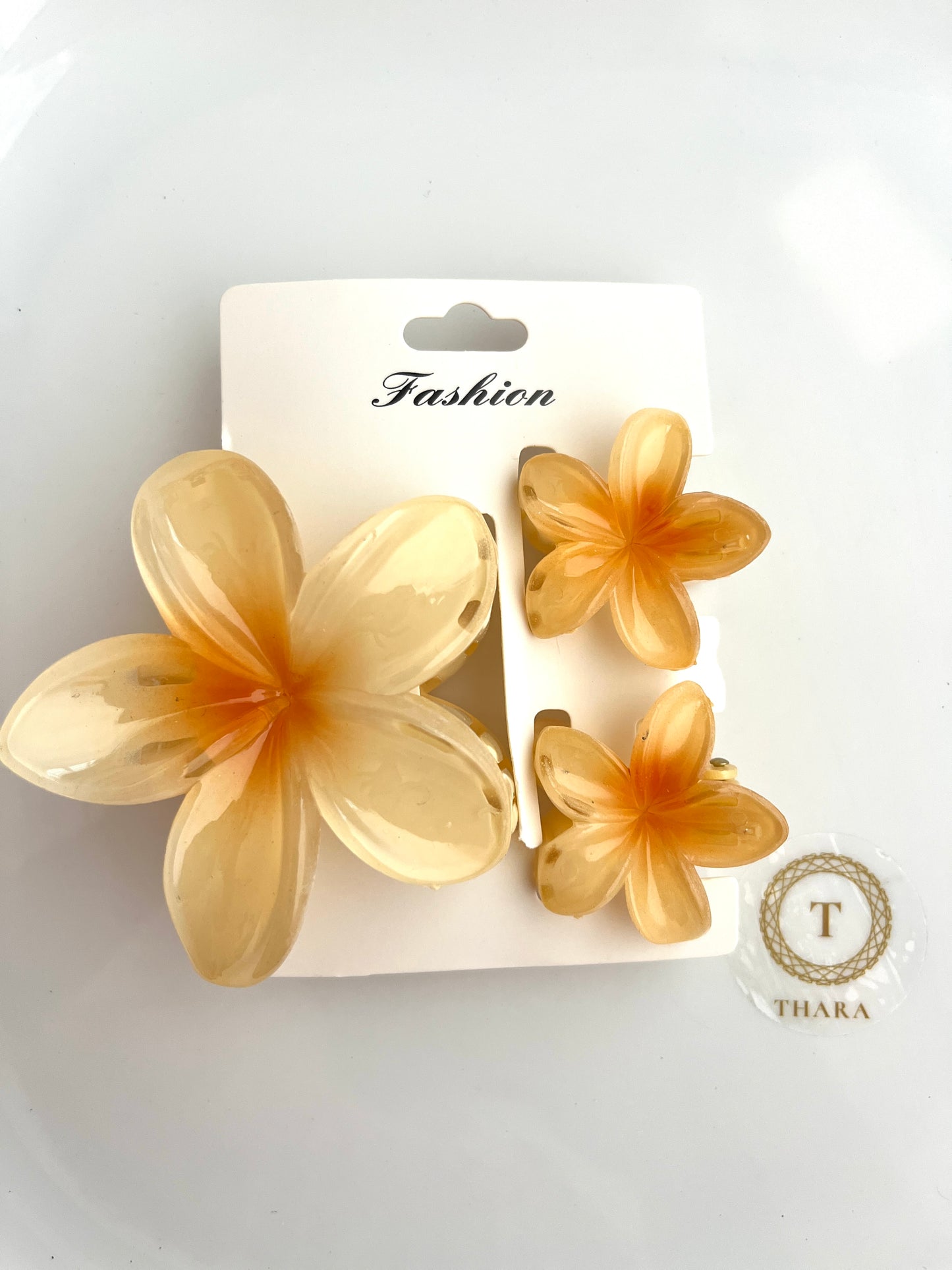 Glossy Hawaiian Floral Hair Clips – Set of 3