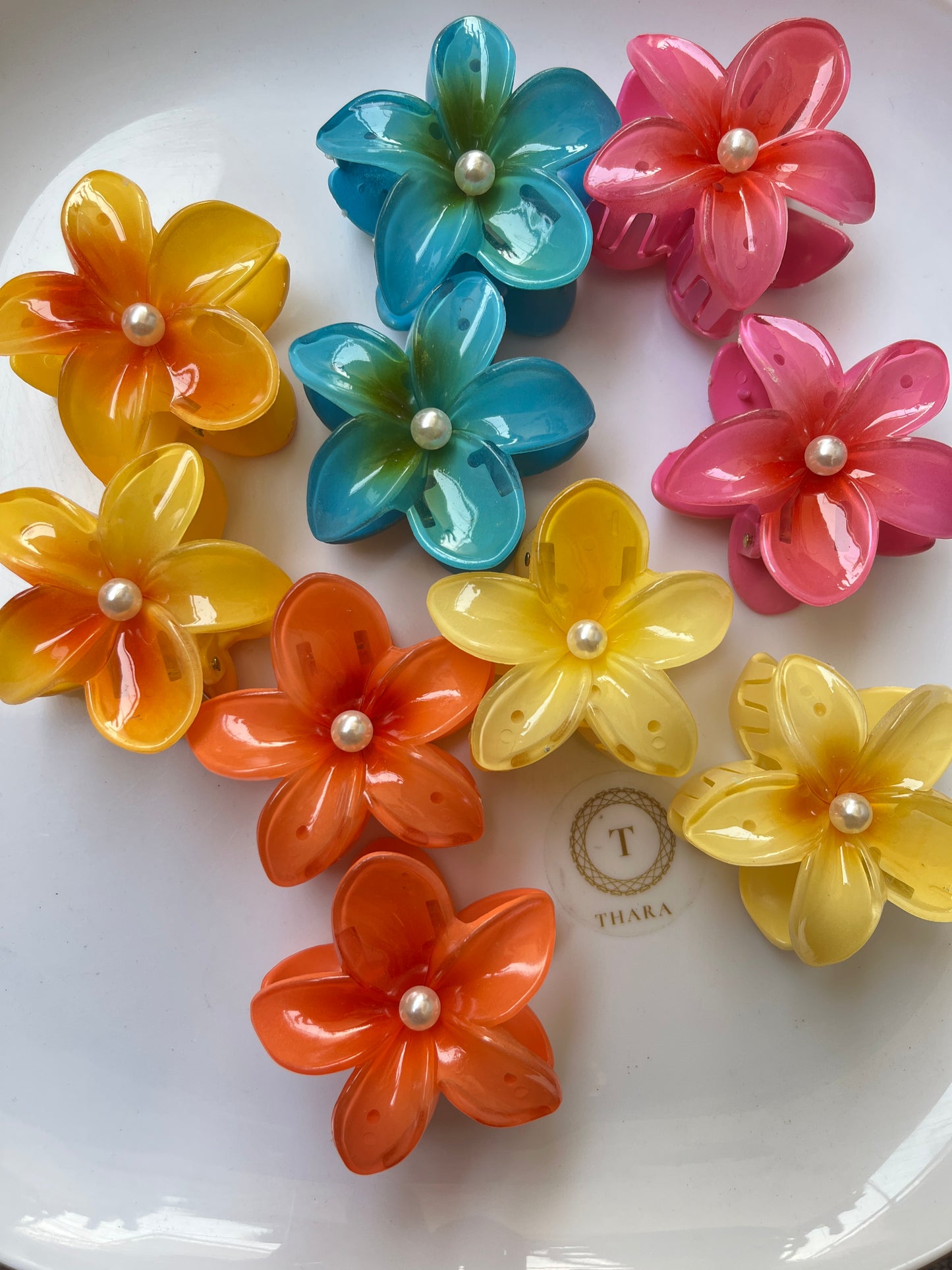 Plumeria Medium Floral HairClaw clip