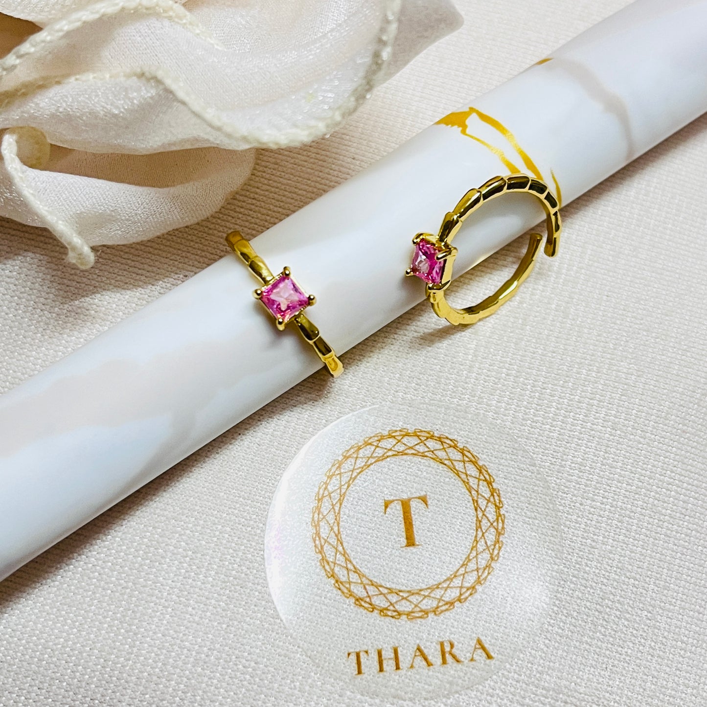 Single Stone Antitarnish Ring -Pink