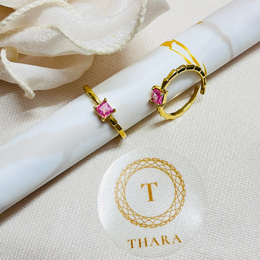 Single Stone Antitarnish Ring -Pink