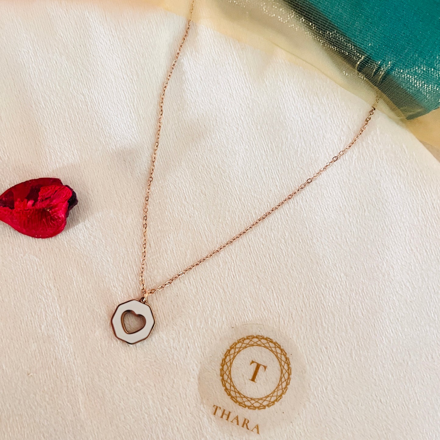 Dual side Pendant RoseGold Chain - Hexagonal Heart