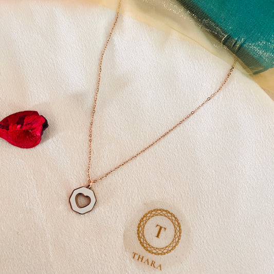 Dual side Pendant RoseGold Chain - Hexagonal Heart