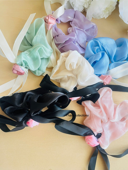 Rosebud Bow Hanging Scrunchie