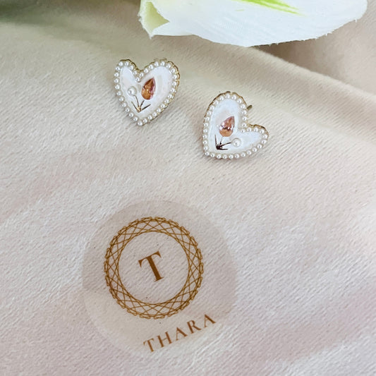 Pearl Heart Stud Earrings