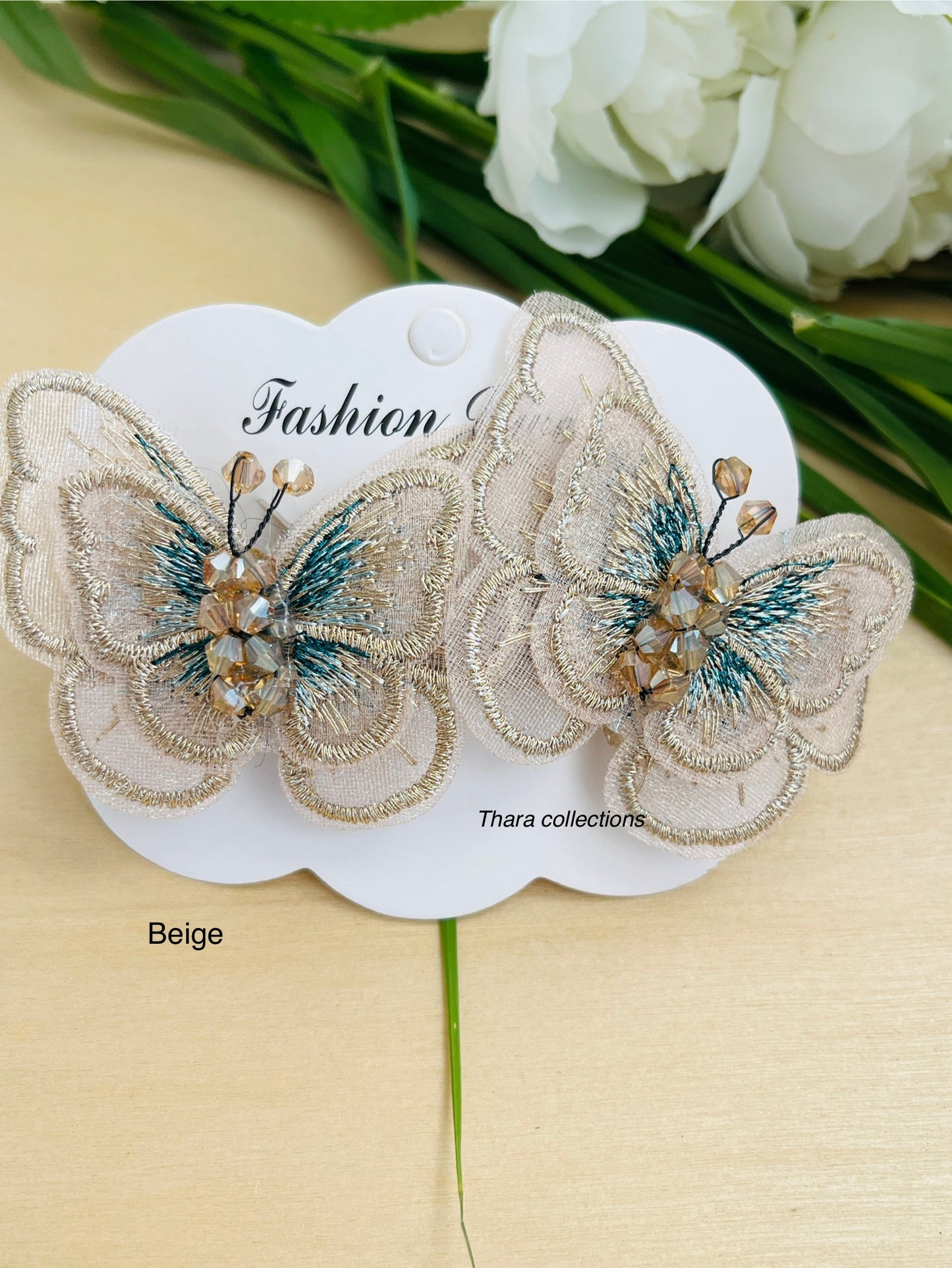 Whimsical Wings – Embroidered Butterfly Center Clip