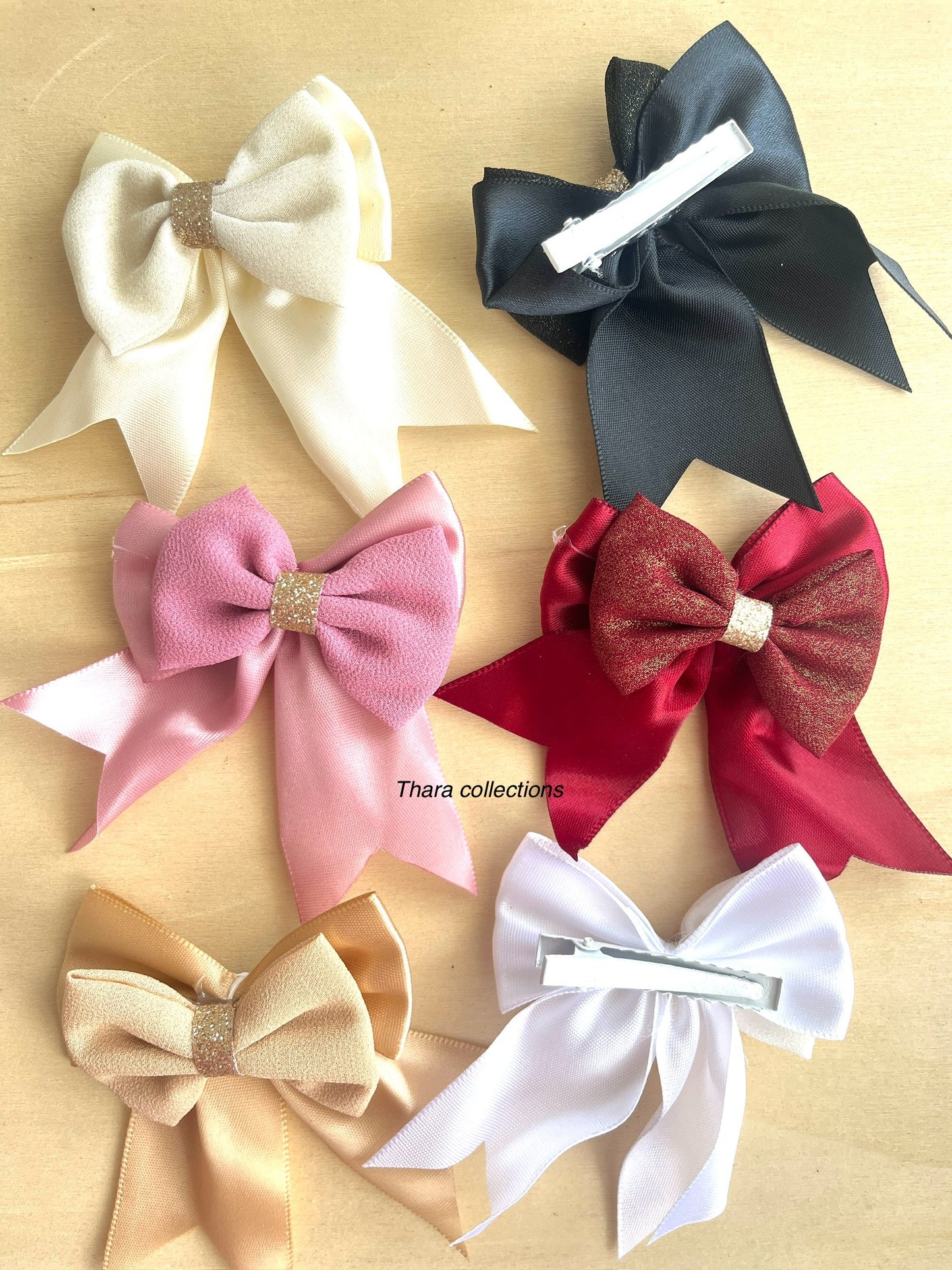 Glitter Bow Hair Clips - Elegant Ribbon Design