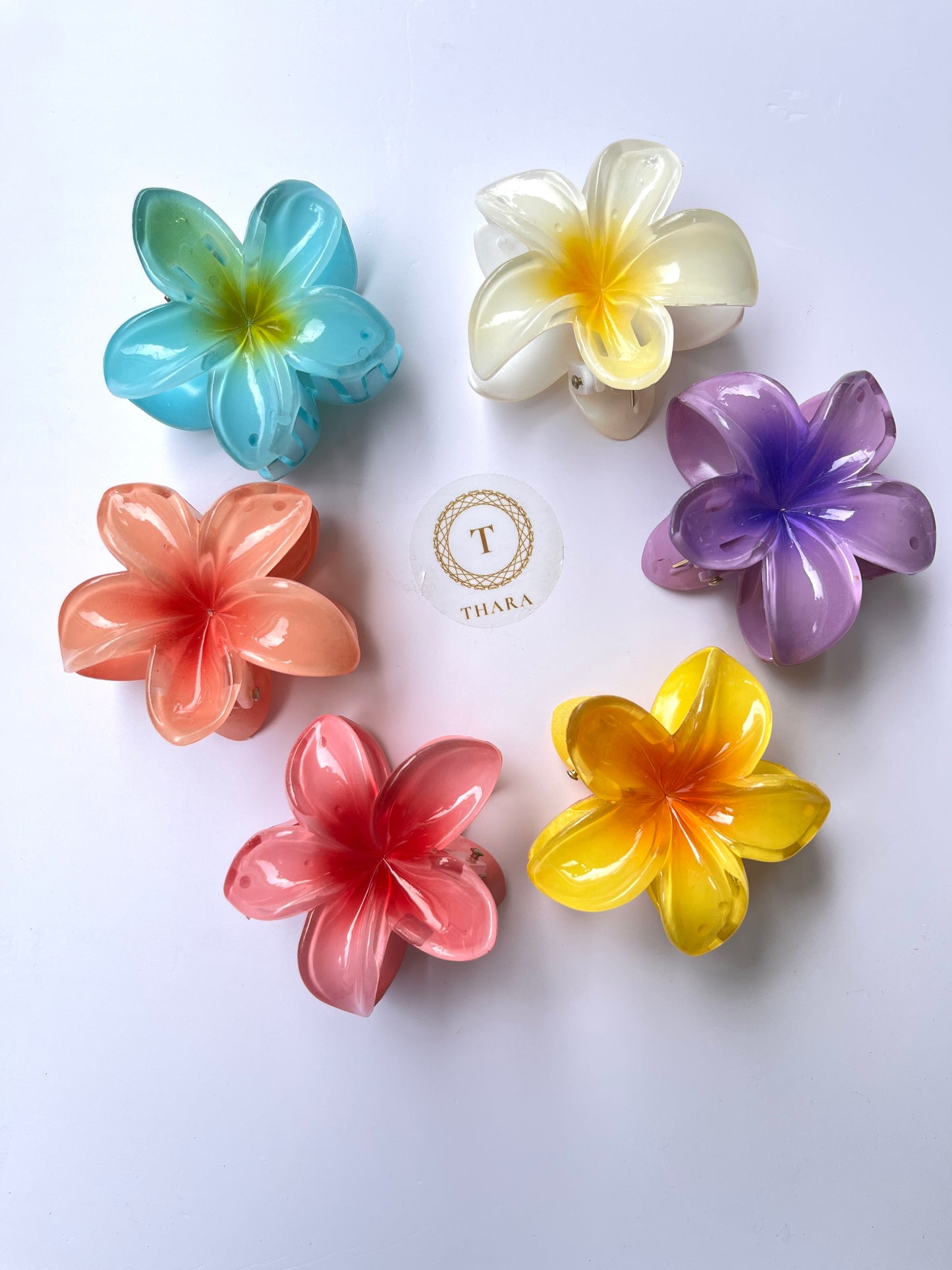 Medium Plumeria Flower Hair Claw Clips