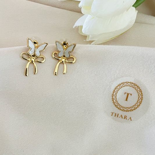 White Butterfly bow Fancy earrings