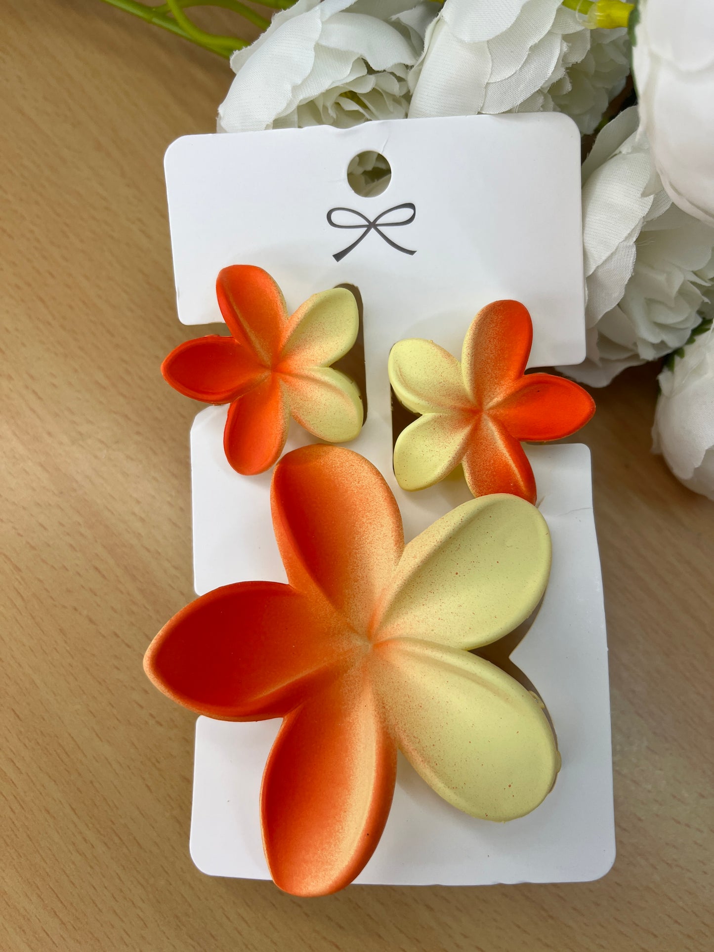 Matte Finish Hawaiian Floral Hair Clips – Set of 3