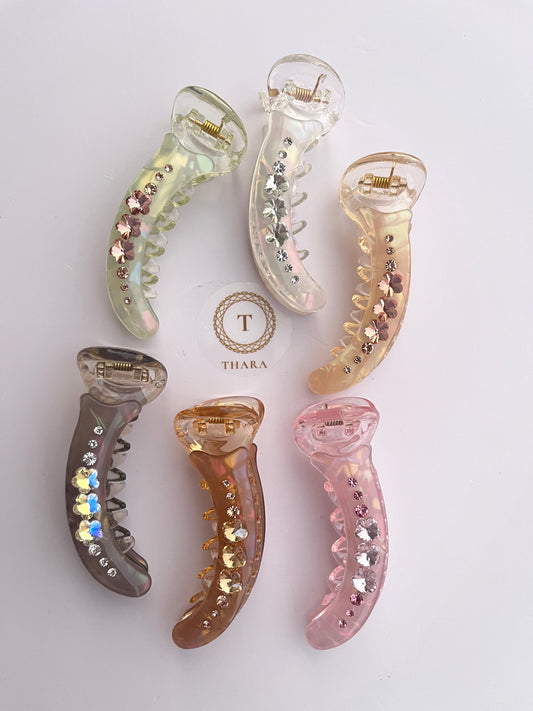 Floral stone Banana HairClip
