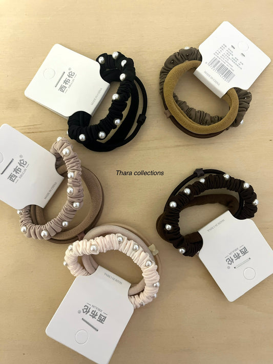 Elegant Pearl Scrunchie Set – Pack of 3
