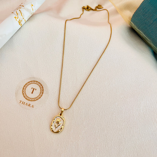 Dainty Rose Enamel Pendant Chain