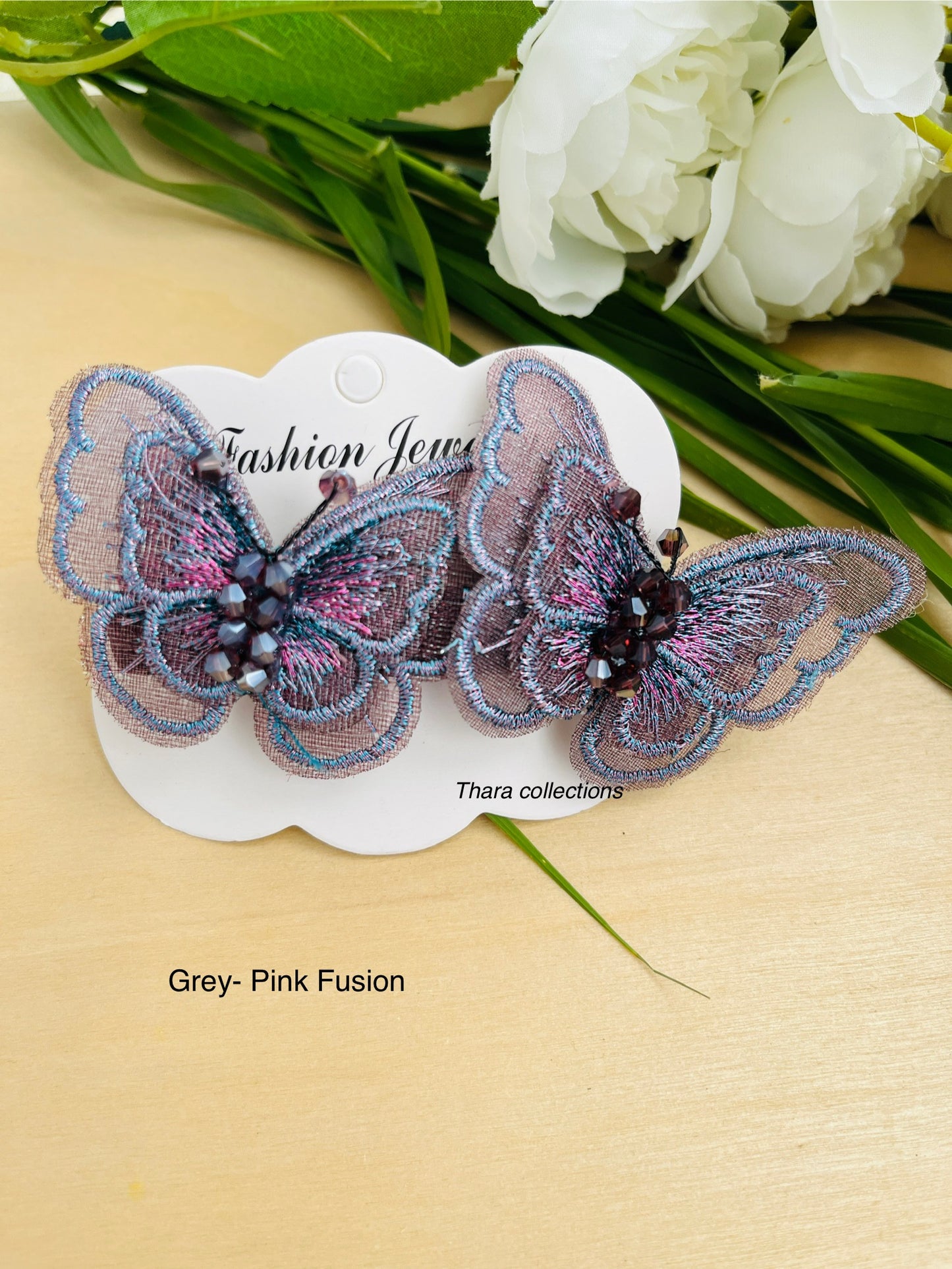 Whimsical Wings – Embroidered Butterfly Center Clip