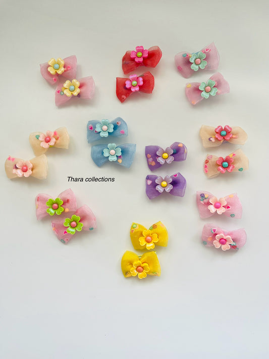 Floral Bow Clips - set of 2