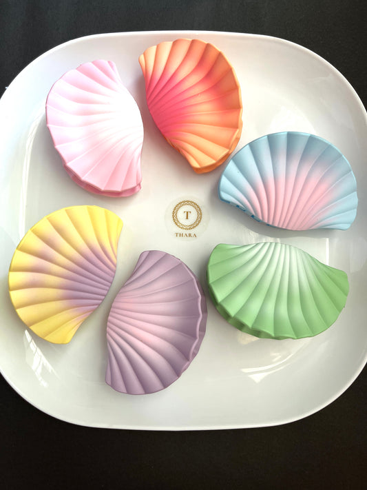 Pastel Seashell Hair Claw Clips – Matte Ocean-Inspired Hair Accessories for Women & Girls