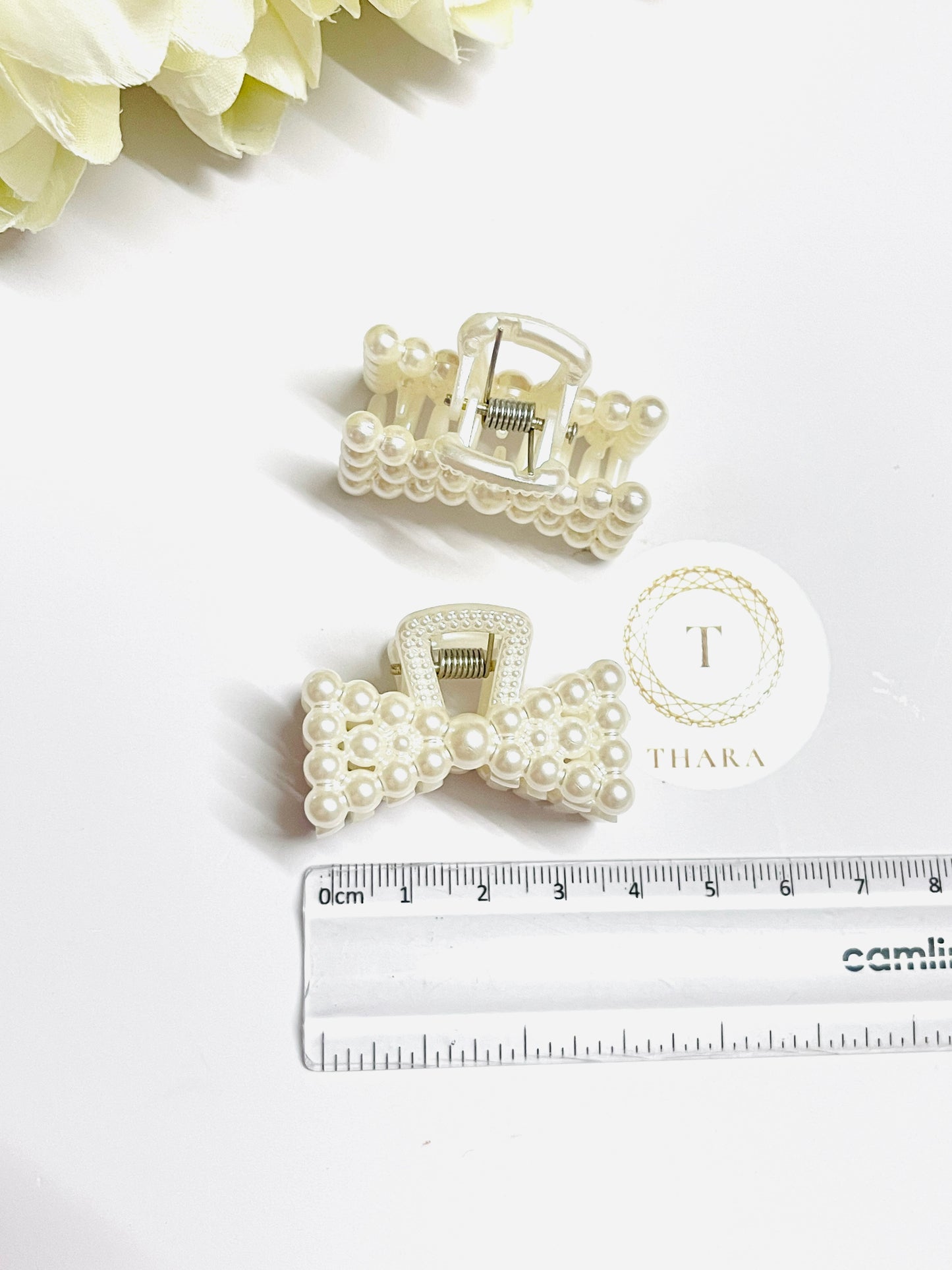 Pearl Claw Clip - Bow & Heart