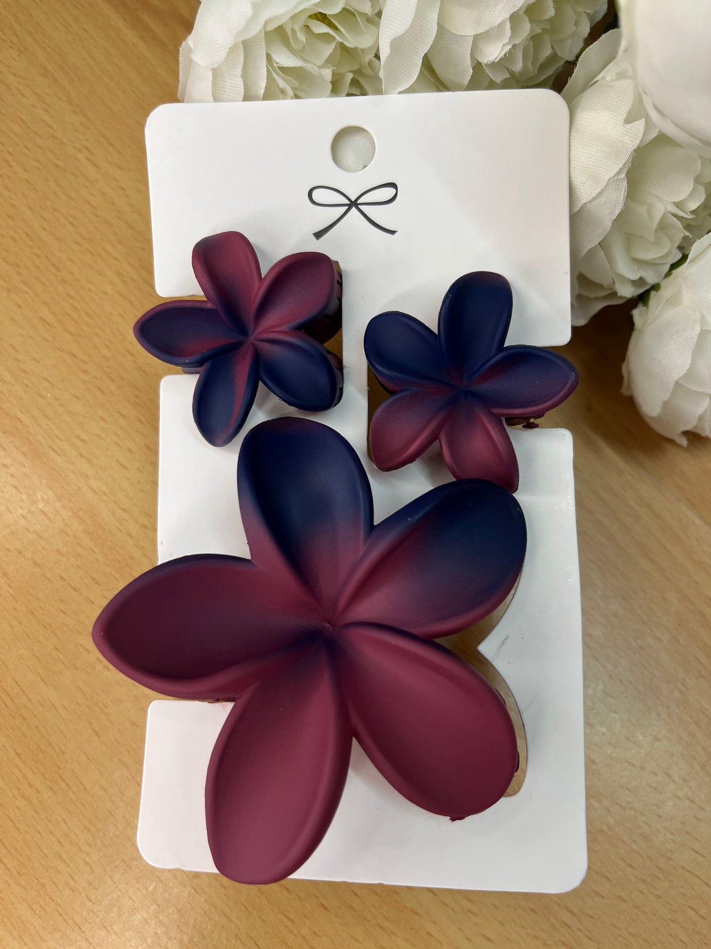 Matte Finish Hawaiian Floral Hair Clips – Set of 3