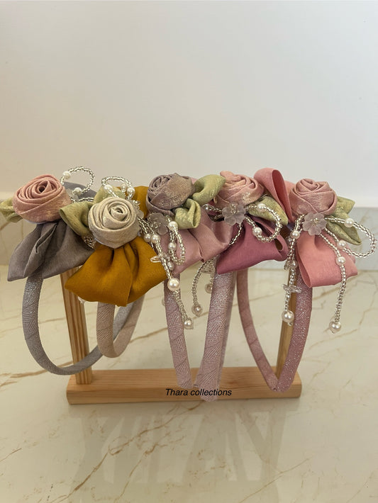 Floral Pearl Embellished Headband – Rose Garden Edition