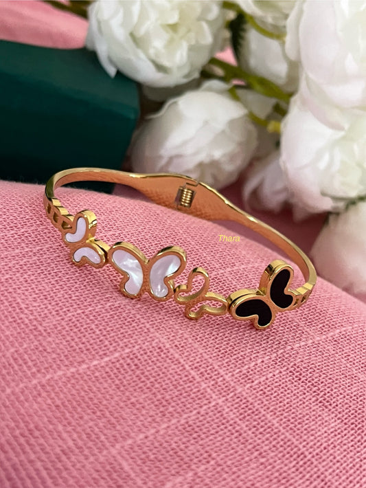 Butterfly Enamel Kada – White & Black Antitarnish Kada