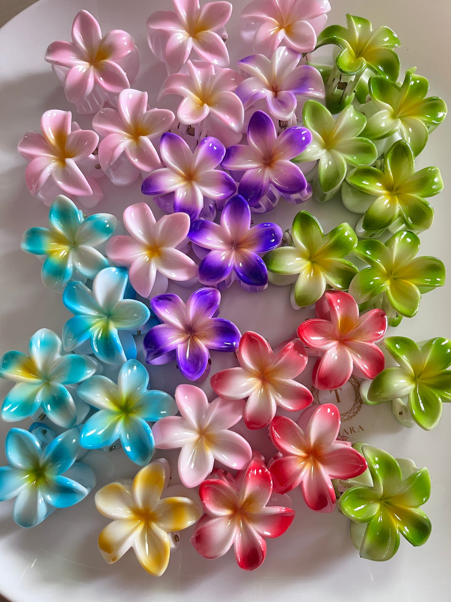 Dual shade glossy floral hair ClawClip -small