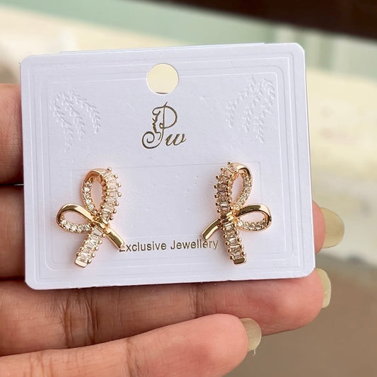 Bow Style Rose Gold Stud Earrings