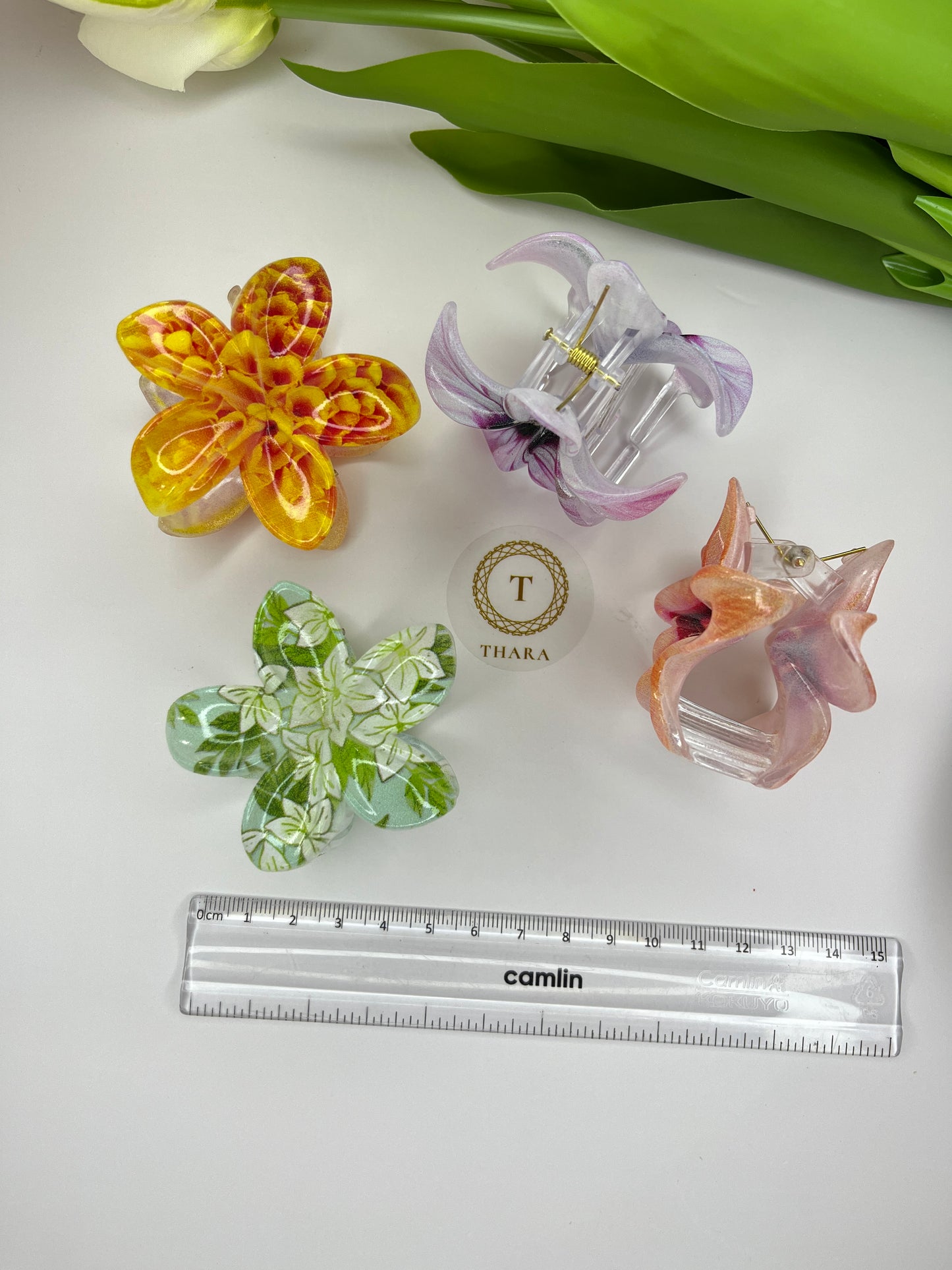 Forest Print Plumeria Flower Hair Clip - Medium