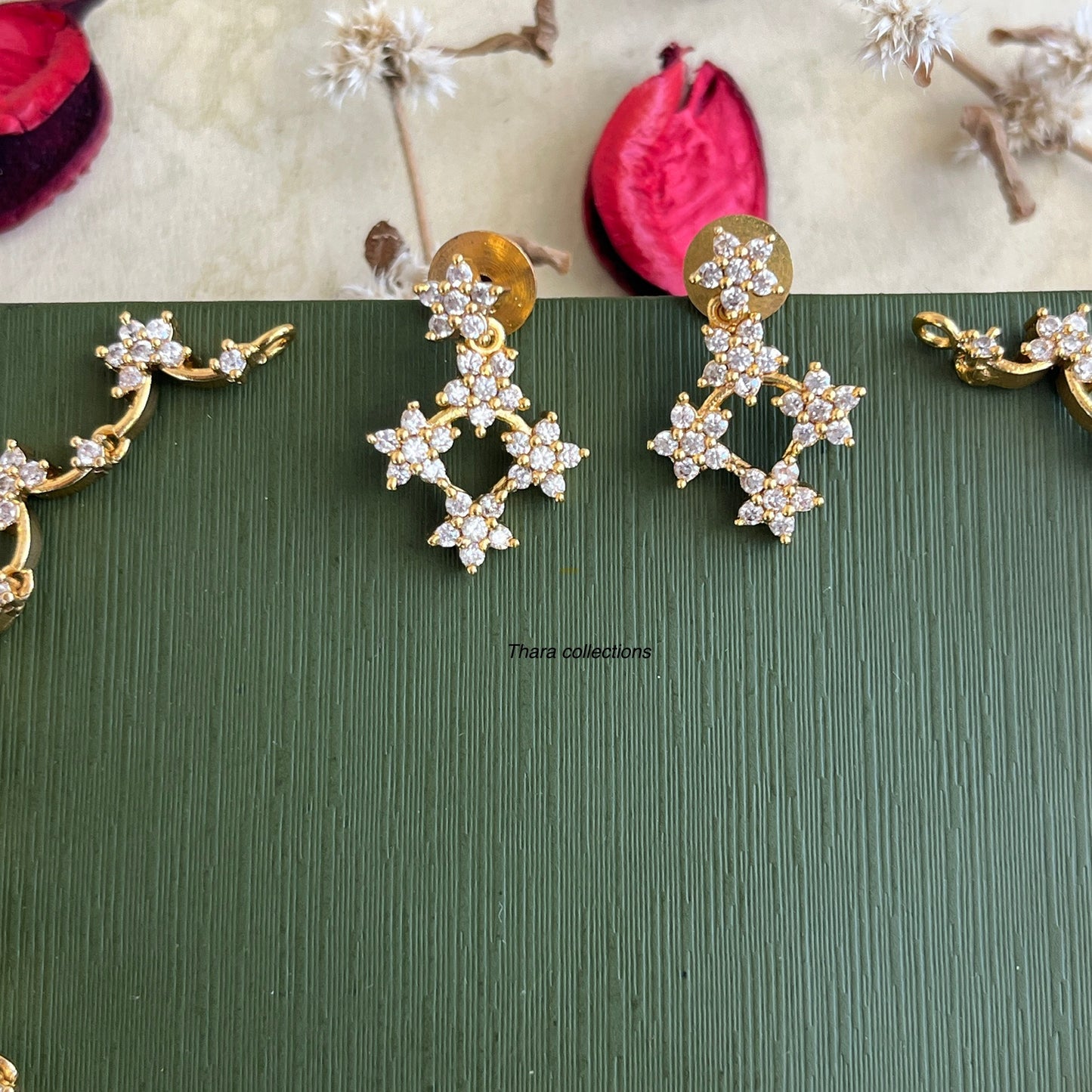 Floral Sparkle CZ Necklace Set – Elegant Gold-Plated Design