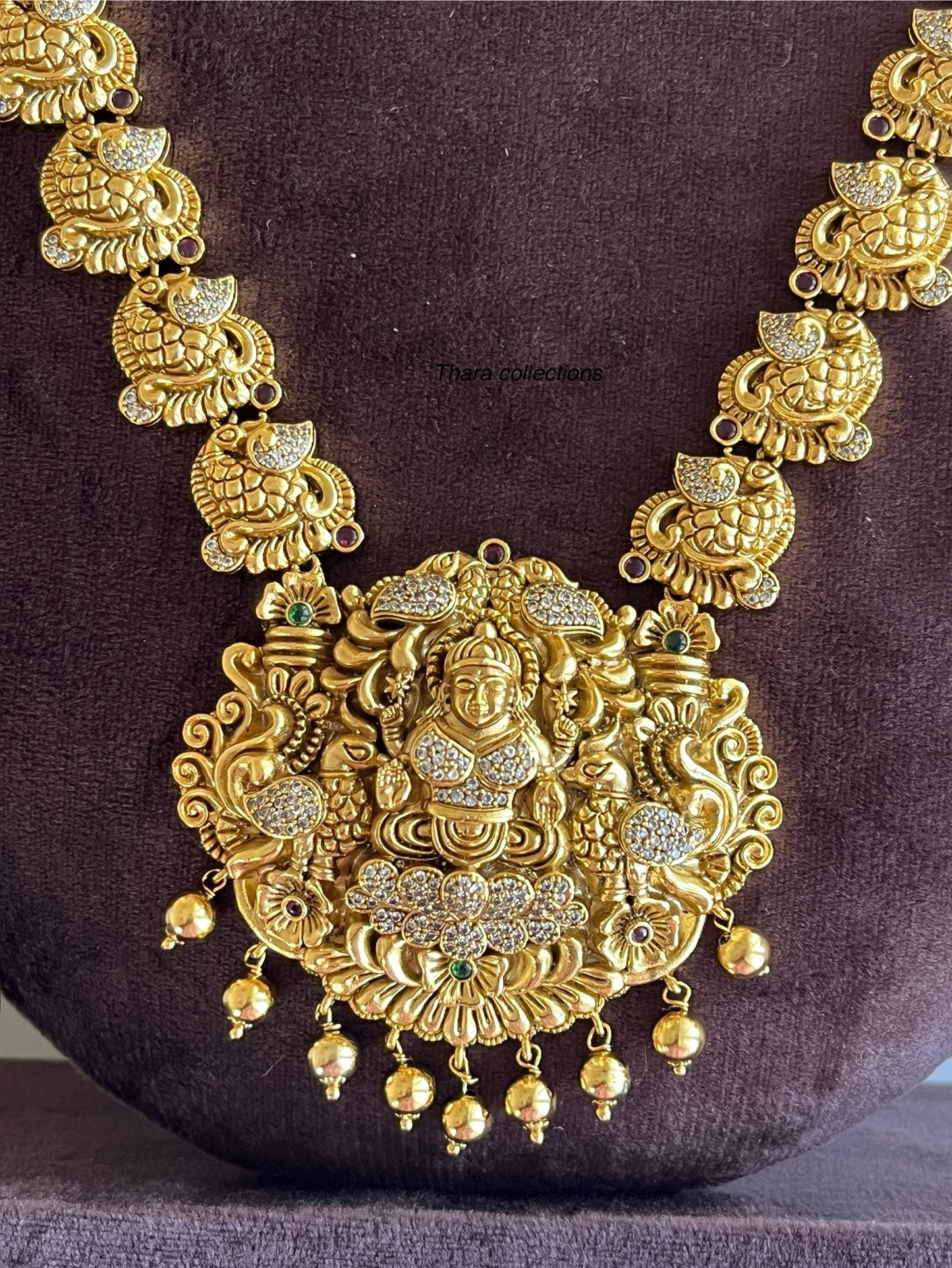 Peacock Motif Temple Necklace