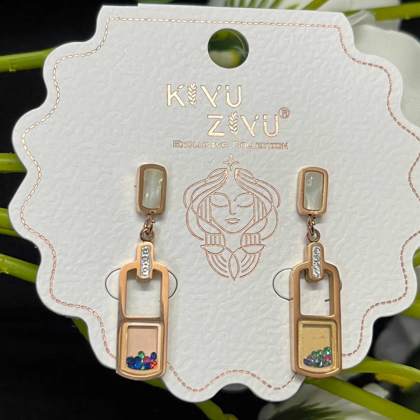 Chic Perfume Bottle Dangle RoseGold Earrings