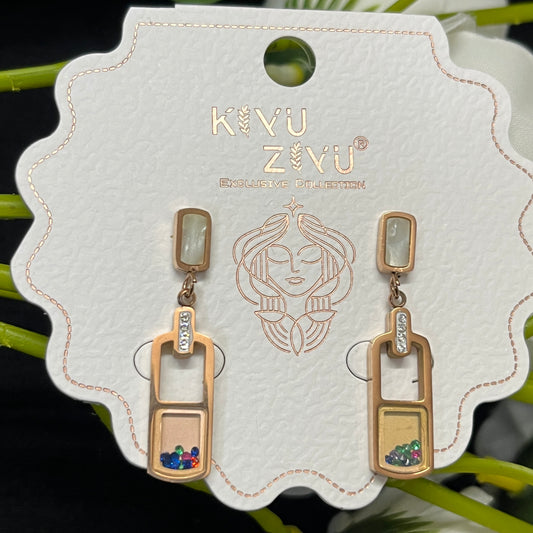 Chic Perfume Bottle Dangle RoseGold Earrings