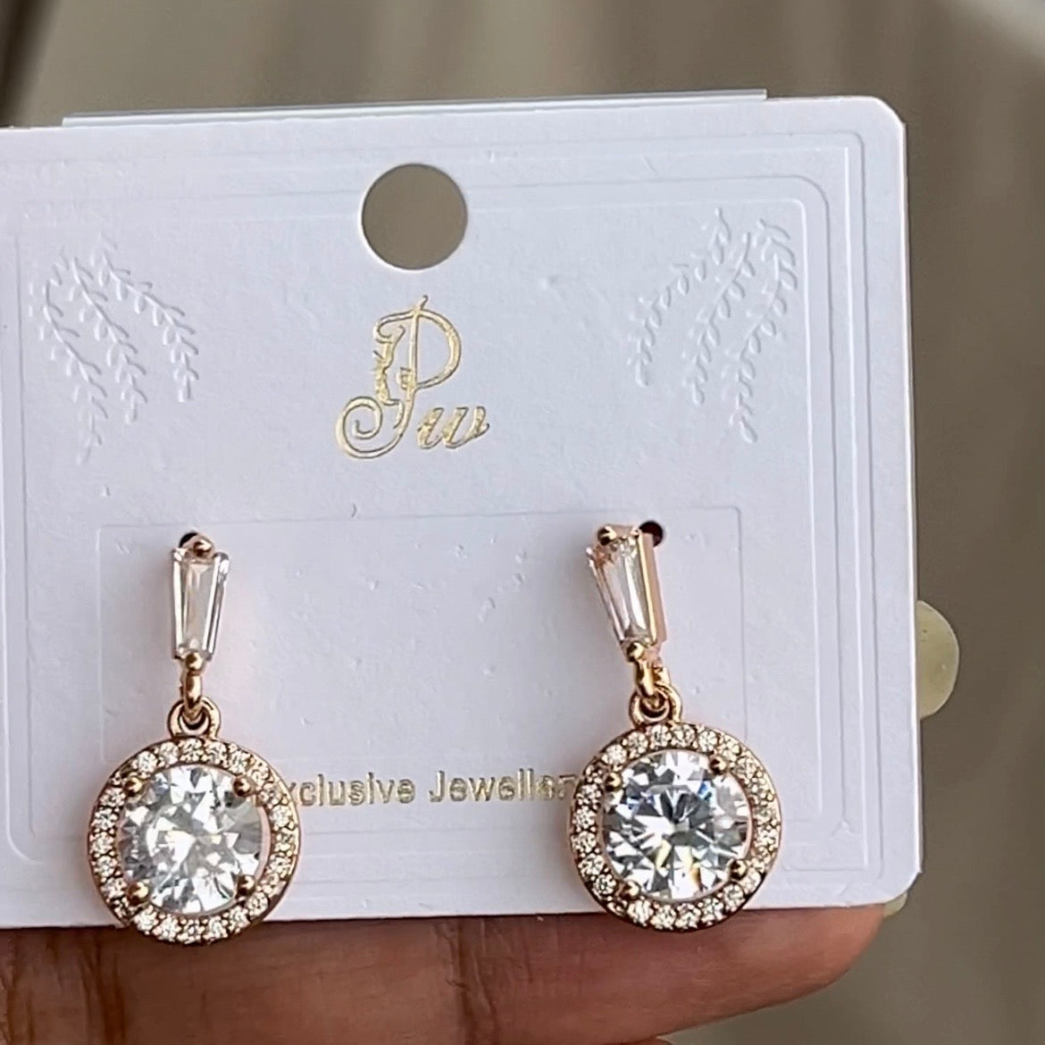 Stone Drop RoseGold Stud Earrings