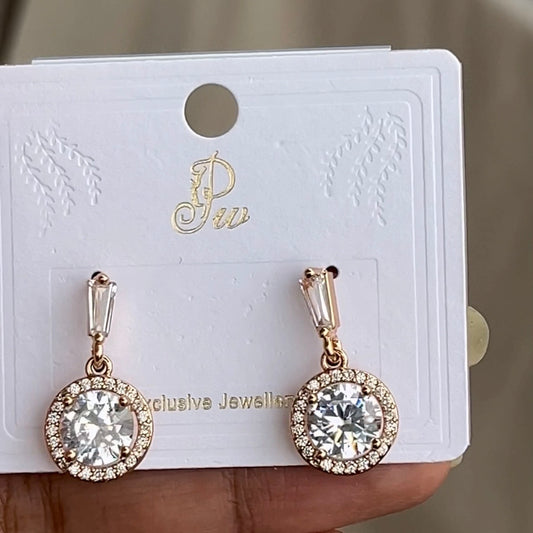 Stone Drop RoseGold Stud Earrings