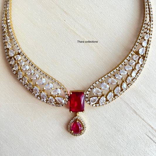 Ruby Radiance Statement Necklace & Earring Set