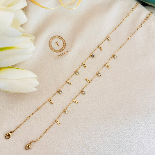 Infinity Charm Minimal Anklet - Adjustable