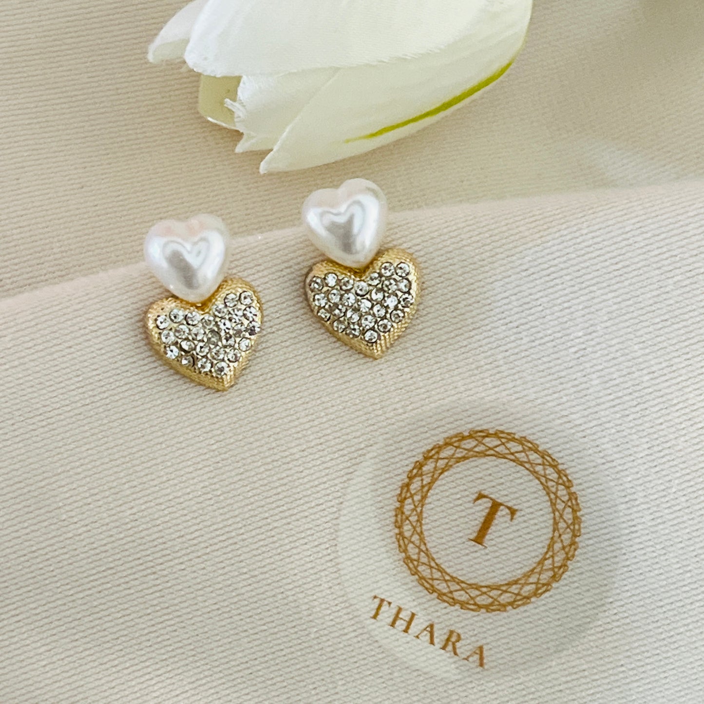 Dual Heart Hanging Earrings