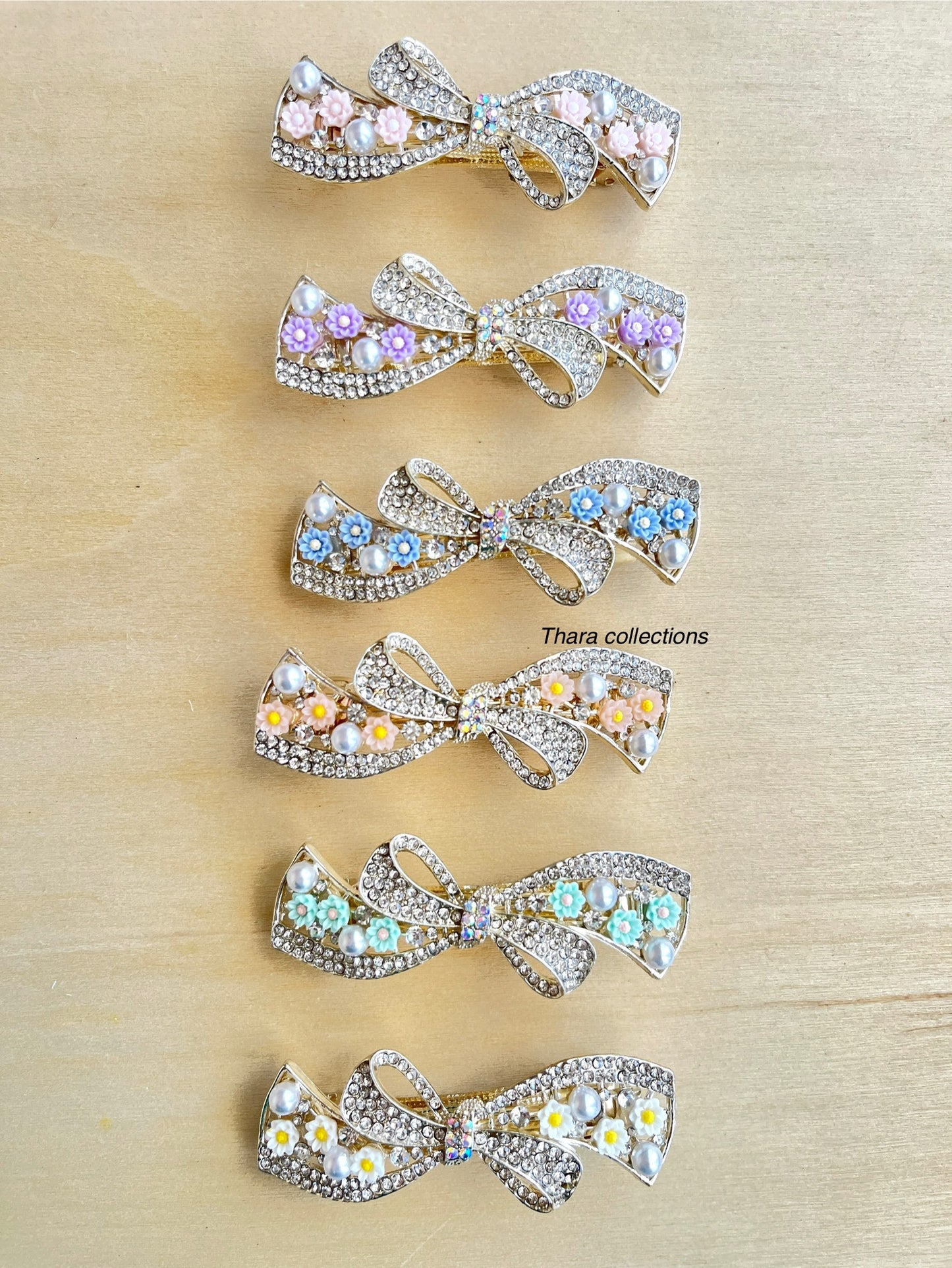 Floral Crystal Bow Hair Clip – Elegant & Charming